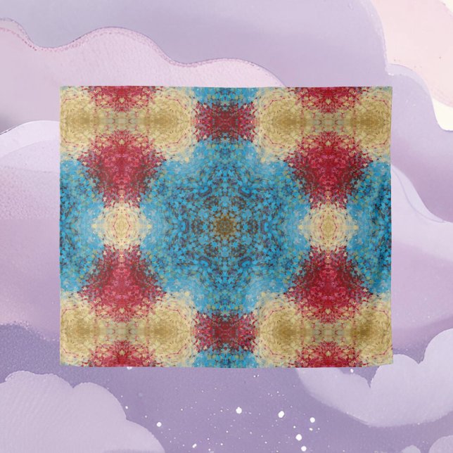 Digital Mandala Blue Red and Yellow Wandteppich (Von Creator hochgeladen)