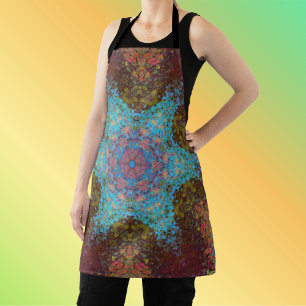 Digital Mandala Blue Red und Green Schürze