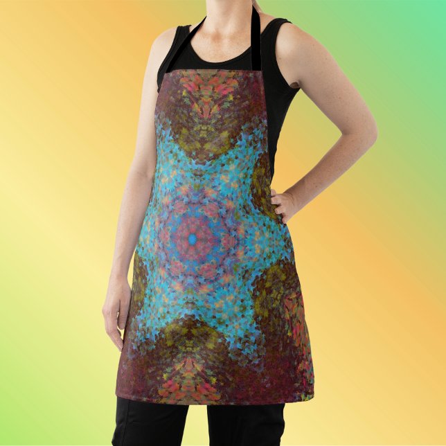 Digital Mandala Blue Red und Green Schürze (Von Creator hochgeladen)