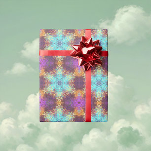 Digital Mandala Blue Yellow und Lila Geschenkpapier