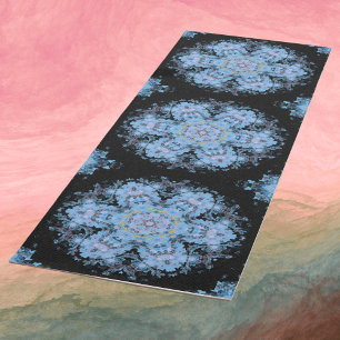 Digital Mandala Blume Blau und Schwarz Yogamatte