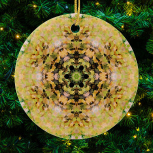 Digital Mandala Gelb Grün und Schwarz Keramik Ornament