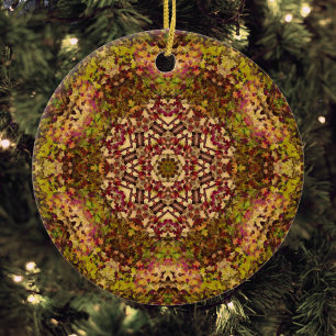 Digital Mandala Gelb rot und Lila Keramik Ornament