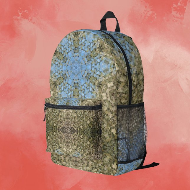 Digital Mandala Gelb und Blau Bedruckter Rucksack (Von Creator hochgeladen)