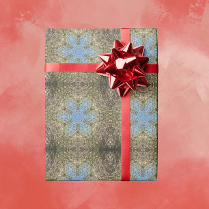 Digital Mandala Gelb und Blau Geschenkpapier