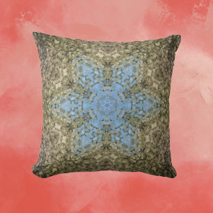 Digital Mandala Gelb und Blau Kissen