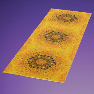 Digital Mandala Gelb und Schwarz Yogamatte