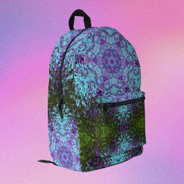 Digital Mandala Green Blue und Lila Bedruckter Rucksack