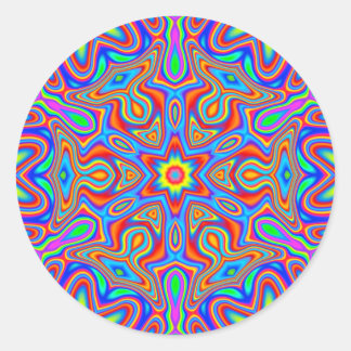 Digital Mandala Kaleidoskop, lebhafte Farbaufklebe Runder Aufkleber