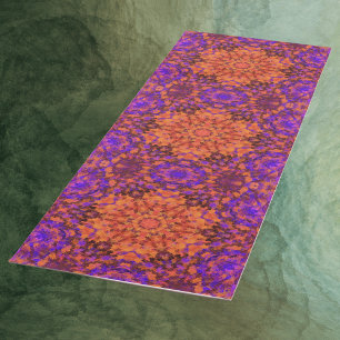 Digital Mandala Orange Blue und Lila Yogamatte