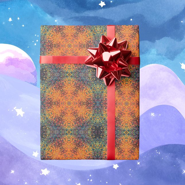 Digital Mandala Orange Blue und Yellow Geschenkpapier (Von Creator hochgeladen)