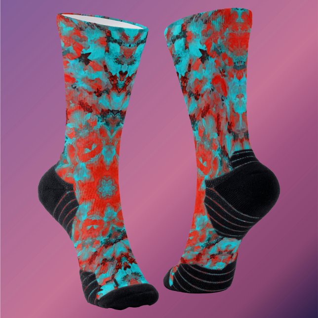 Digital Mandala Red und Blue Socken (Von Creator hochgeladen)