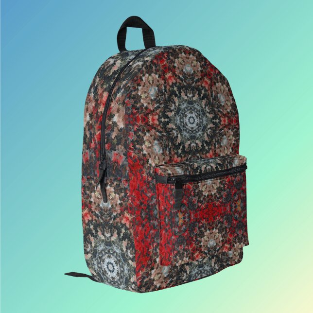 Digital Mandala Red und White Bedruckter Rucksack (Von Creator hochgeladen)