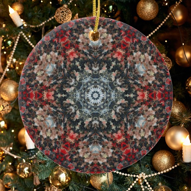 Digital Mandala Red und White Keramik Ornament (Von Creator hochgeladen)