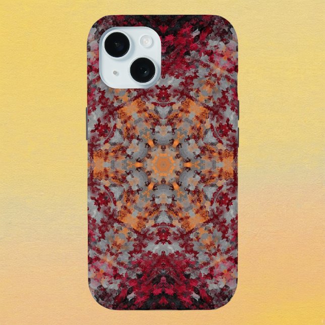 Digital Mandala Red White Orange und Black Case-Mate iPhone Hülle (Red White Orange and Black Digital Paint Mandala iPhone Case By Wormhole Orbital)