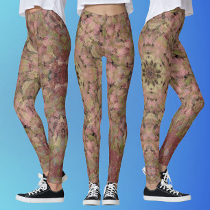 Digital Mandala Red Yellow and Brown Leggings