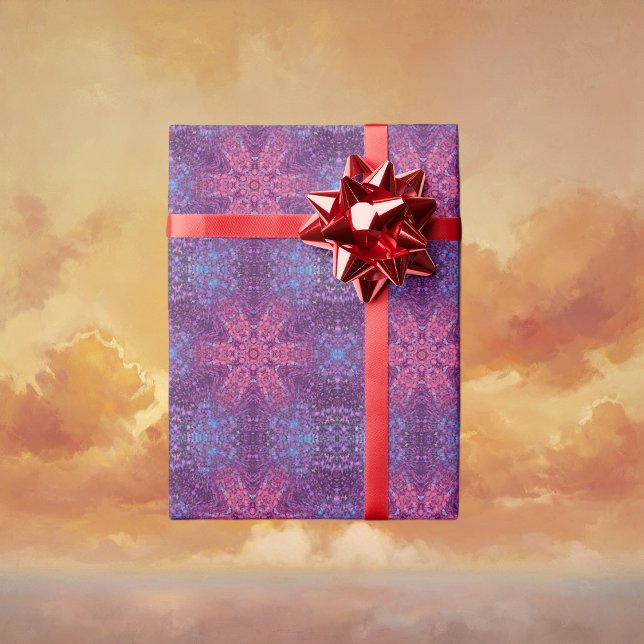 Digital Mandala Rosa Lila und blau Geschenkpapier (Pink Purple and Blue Digital Mandala Wrapping Paper by Wormhole Orbital)