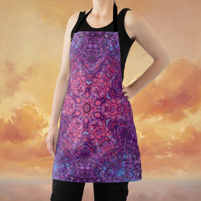 Digital Mandala Rosa Lila und blau Schürze (Pink Purple and Blue Digital Mandala Apron by Wormhole Orbital)