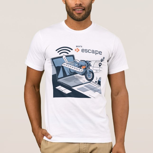 Digital Nomad Escape Route T - Shirt für Biker (Vorderseite)