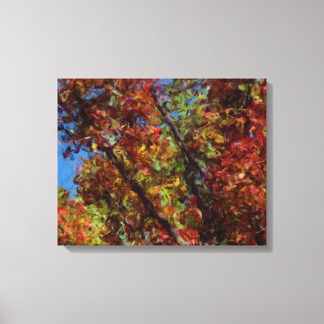 Digital Oil Painted Fall Trees Canvas Print Leinwanddruck (Vorderseite)
