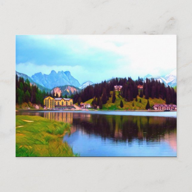 Digital Painting - Lake Misurina, Italien Postkarte (Vorderseite)