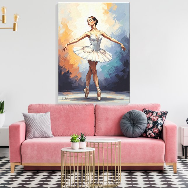 Digital Painting of a Ballerina – Elegant Dance  Leinwanddruck (Insitu (Wohnzimmer))
