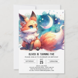 Digital Pastel Fox Geburtstag Einladung