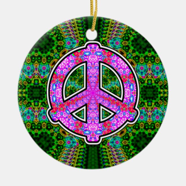 Digital Peace Sign Keramik Ornament (Vorne)