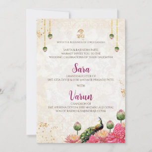 Digital Peacock Wedding Card Indische Hochzeitkart Einladung