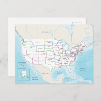 Digital political map of the United States. Postkarte