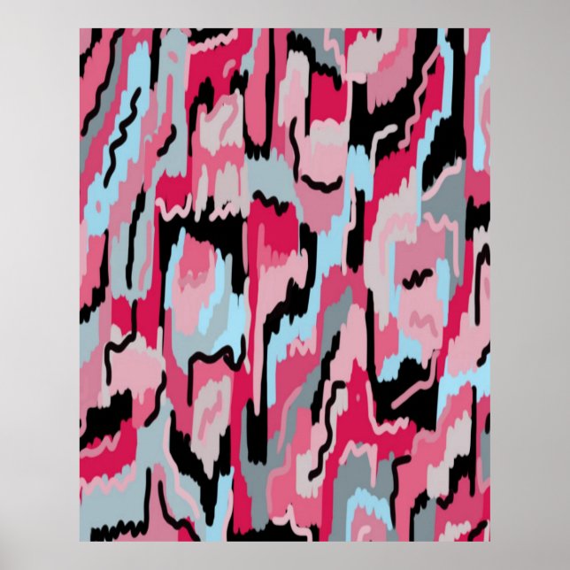 Digital Print in Rot und Schwarz Poster (Vorne)