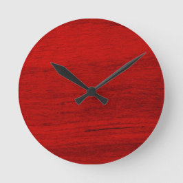 Digital Print Red Rustic Wood Runde Wanduhr