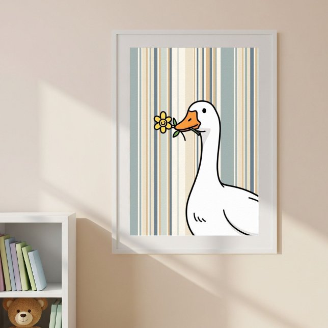 Digital Prints with Cute Duck - Striped Wall Decor Poster (Von Creator hochgeladen)