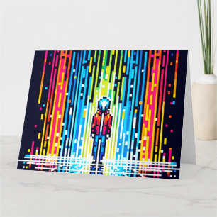 Digital Rain Cyberpunk Pixel Art Futuristic Design Karte