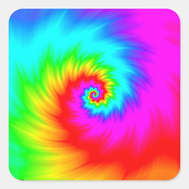 Digital Rainbow Spiral Quadratischer Aufkleber (Vorderseite)
