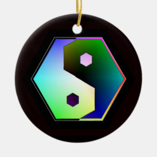 Digital Rainbow Yin Yang Keramik Ornament