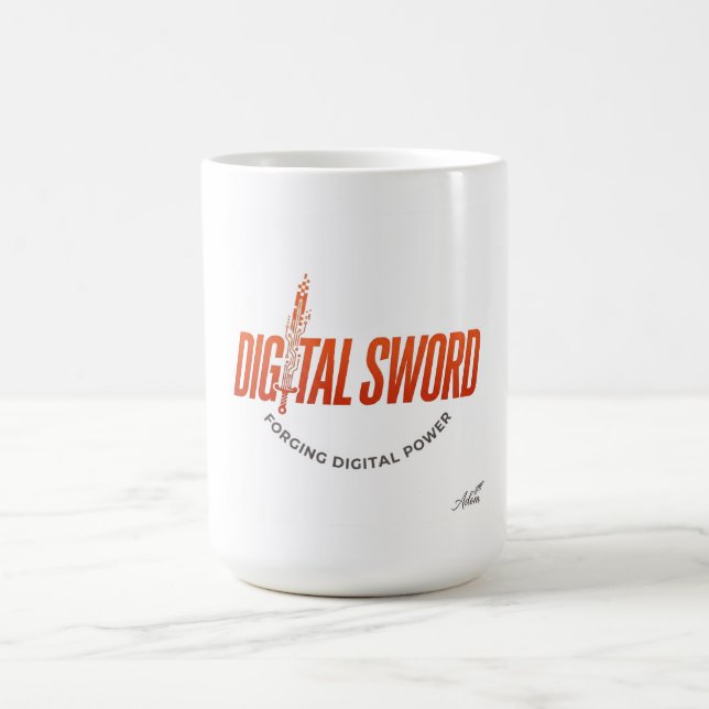 Digital-Schwert-Langarmshirt Kaffeetasse (Mittel)