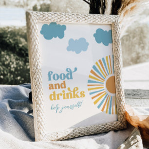 Digital Sun Party Food and Drinks Zeichen Poster