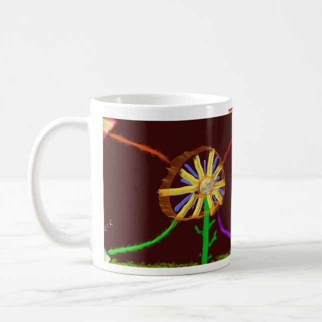 Digital Sunflower Impressionist Art Mug Kaffeetasse (Links)