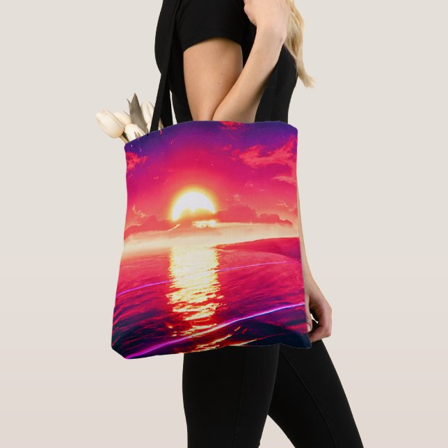 Digital Synthwave Sunset Sea Reflection (Von Nahem)