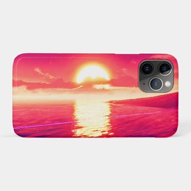 Digital Synthwave Sunset Sea Reflection Case-Mate iPhone Hülle (Rückseite (Horizontal))