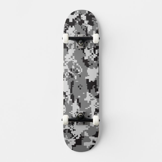 Digital-Tarnung Schwarzweiss Skateboard (Vorderseite)