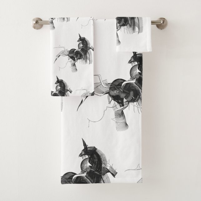 Digital Unicorn Abbildung: Benutzerdefinierte Hint Badhandtuch Set (Insitu)