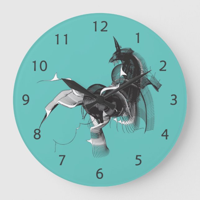 Digital Unicorn Große Wanduhr (Vorderseite)