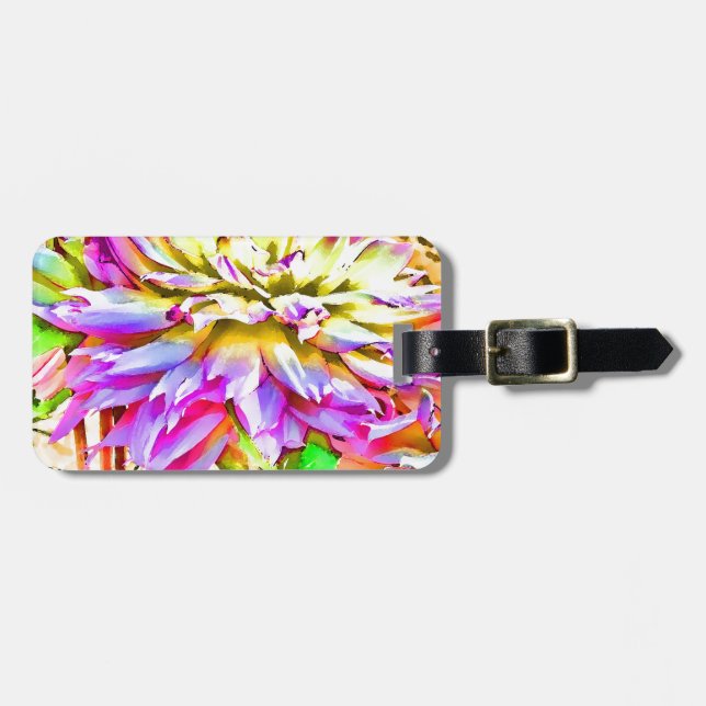 Digital Watercolor Dahlia-Geschenk Gepäckanhänger (Vorderseite horizontal)