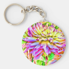 Digital Watercolor Dahlia Schlüsselanhänger