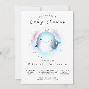 Digital Whale Baby Dusche Einladung