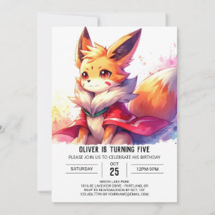 Digital Whimsical Fox Geburtstag Einladung