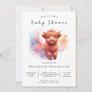 Digital Whimsical Fun Cow Baby Dusche Einladung