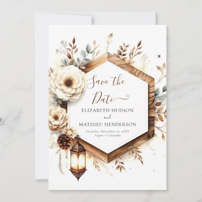 Digital Whimsical Rustic Wedding Save The Date (Vorderseite)